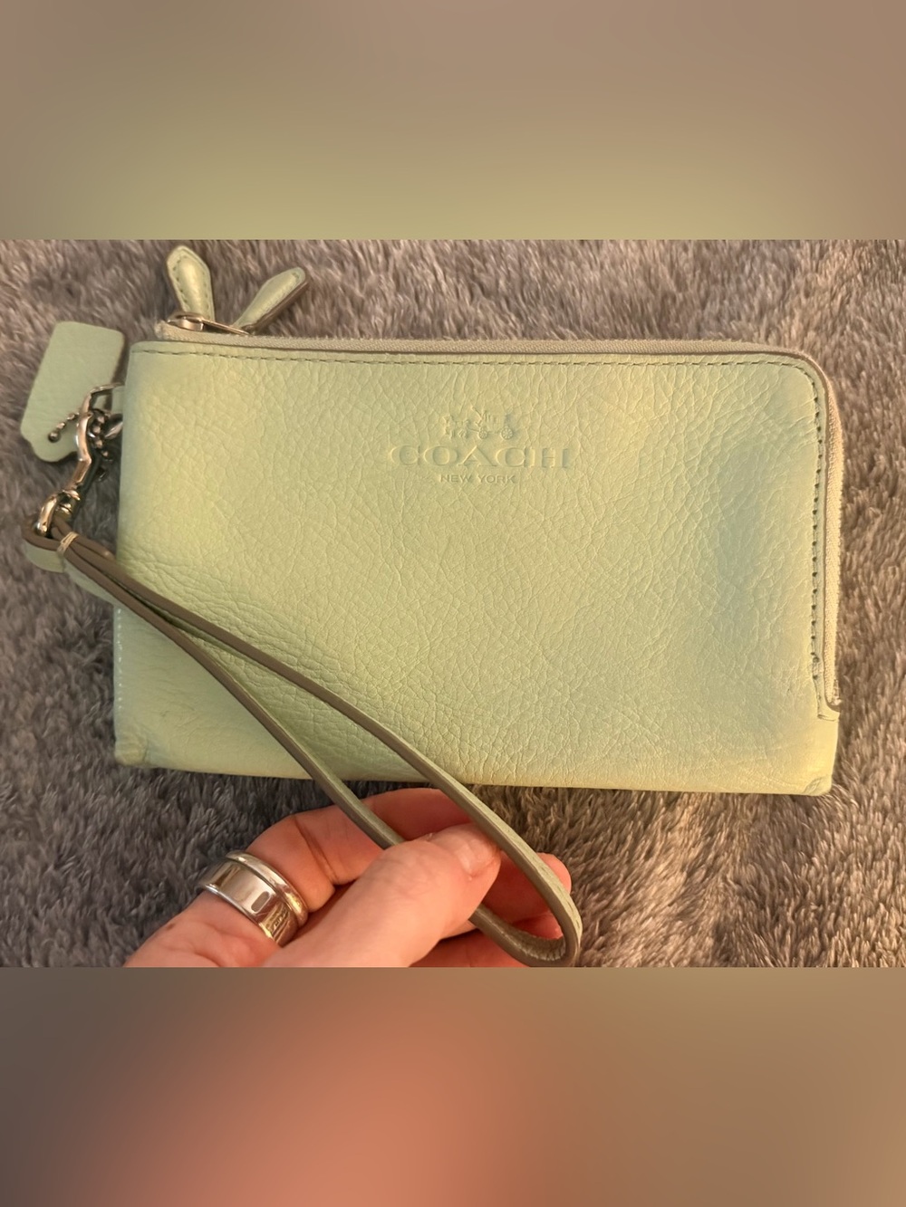 Coach Light Green Mint Leather Wristlet Wallet - Picture 3 of 12